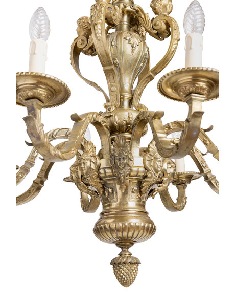 Brocante hanglamp, goudkleurig, brons