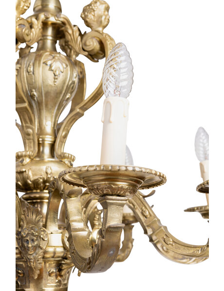 Brocante hanglamp, goudkleurig, brons