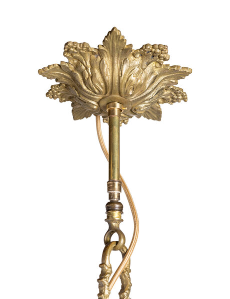 Brocante hanglamp, goudkleurig, brons