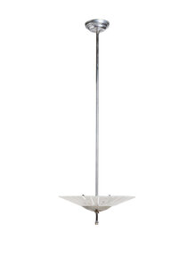 Glass Pendant Lamp, White Parachute on Long Rod