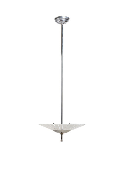 Glazen Hanglamp, Witte Parachute aan lange Stang