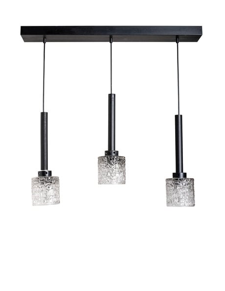 pendant lamp, black metal and clear glass