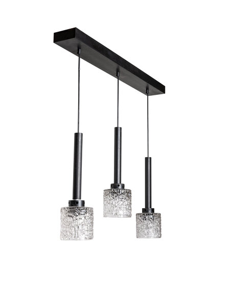 pendant lamp, black metal and clear glass