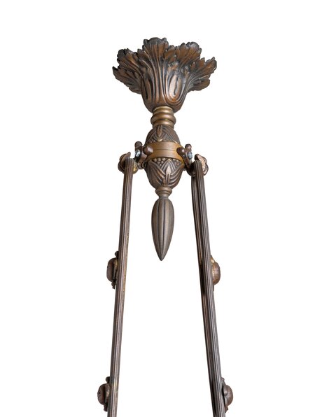 Brocante hanglamp, wit gewolkt glazen kapjes