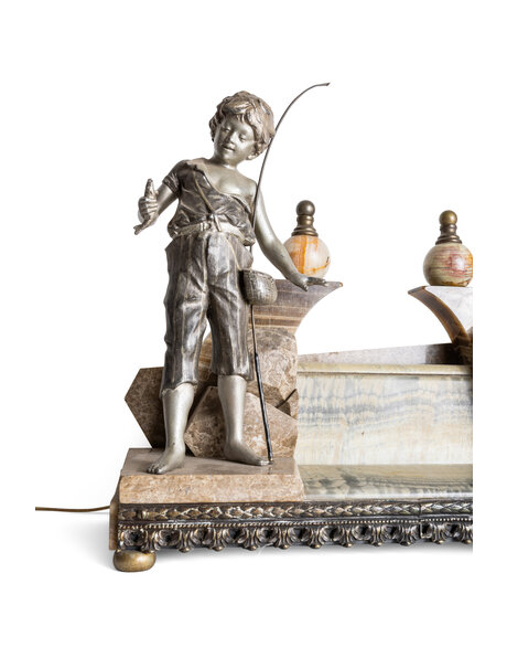 Special table lamp, fisherman at waterfall