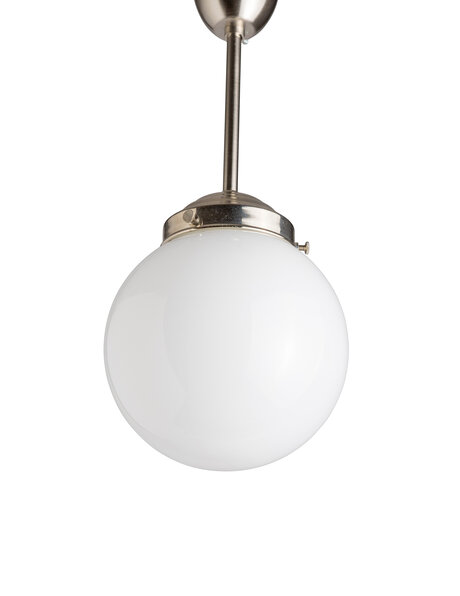 Stoere lamp met strakke witte bol