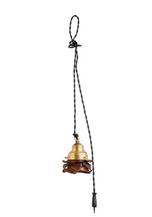 Old Hanging Lamp, Dark Brown Rose on Black Cord