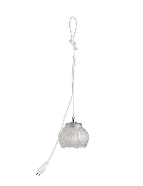 Vintage frosted glass lamp in flame shape with open shade