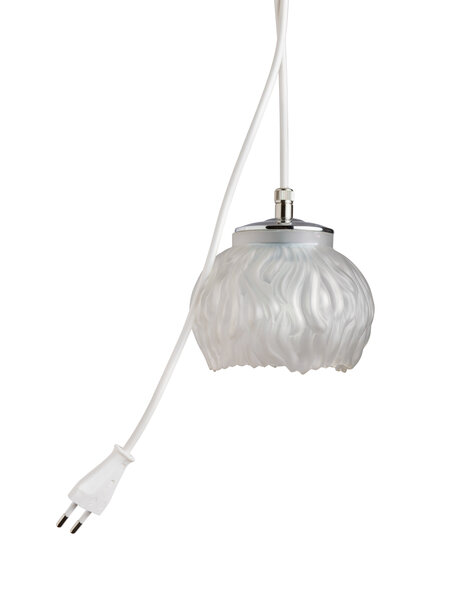 Vintage frosted glass lamp in flame shape with open shade