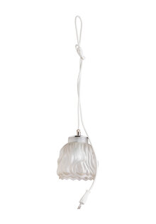 Vintage Hanging Lamp, Frosted Glass Flame, Open Shade on Cord