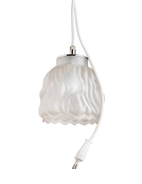 Small pendant lamp on a white cord