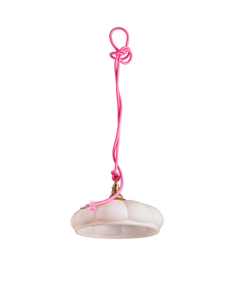Oud glazen hanglampje, roze