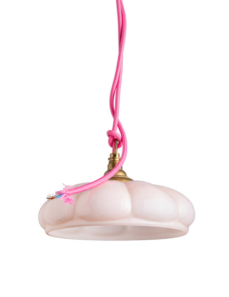 Oud glazen hanglampje, roze