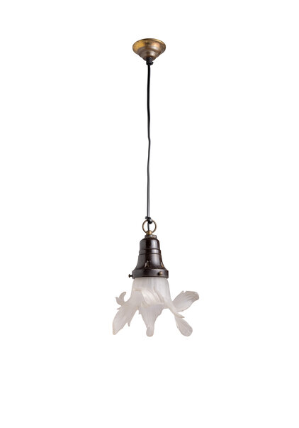 Small Industrial Hanging Lamp, Bakelite and Frosted Glass