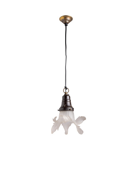 Industrial hanging lamp with glass skirt shade