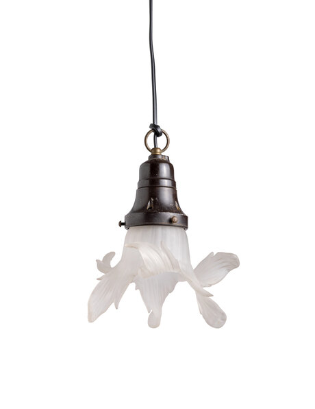 Industrieel hanglampje met glazen rokkapje