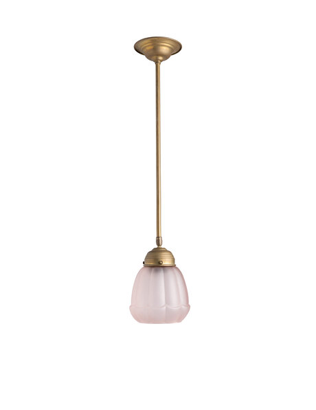 Pendant lamp, copper pendant, pink glass