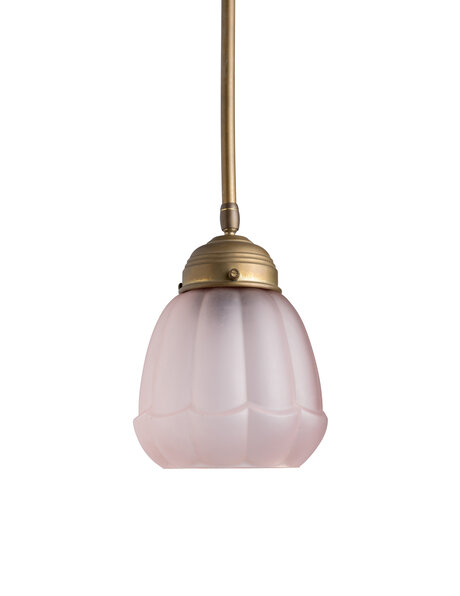 Pendant lamp, copper pendant, pink glass