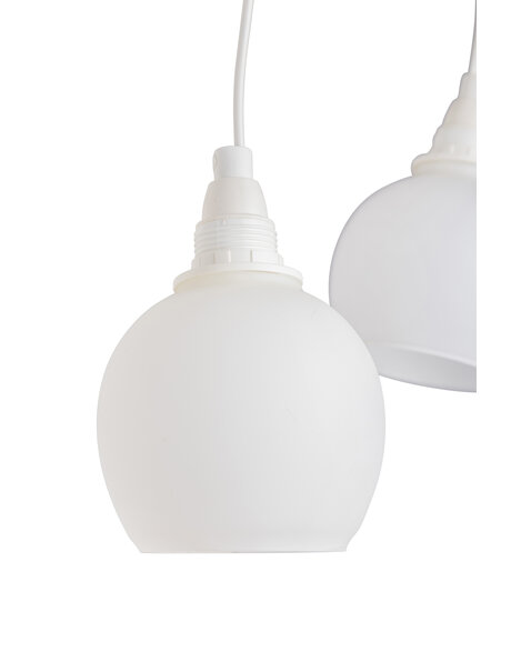 Vintage pendant lamp, three white glass shades