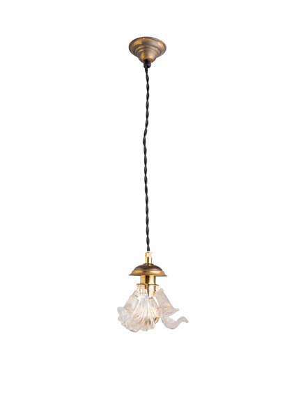 Kleine Hanglamp met Glazen Sier Blaadjes, heel Elegant