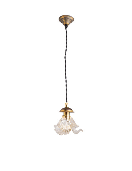 Small antique pendant lamp, glass leaves