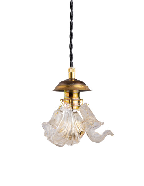 Small antique pendant lamp, glass leaves