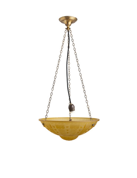 1940s pendant lamp with brown glass bowl