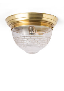 Antique ceiling lamp, clear cut glass, 1930s