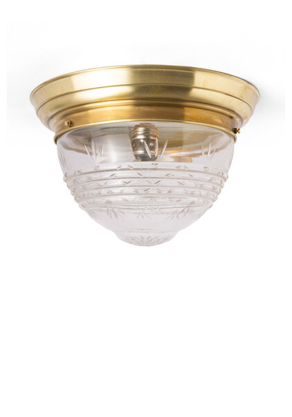 Antique ceiling lamp, clear cut glass, 1930s