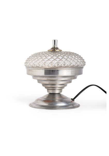 Leuke Vintage Tafellamp met Glazen Kap, Jaren 50