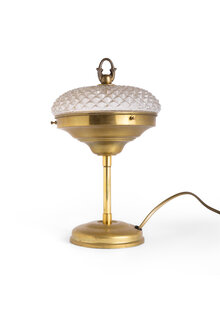 Messing Tafellamp met Glazen Kap, Jaren 40
