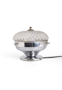 Vintage Tafellampje, Glimmend Zilver, Jaren 40