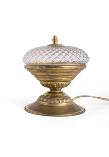 Bruin Koperen Tafellamp, Compact, Dichte Glazen Kap