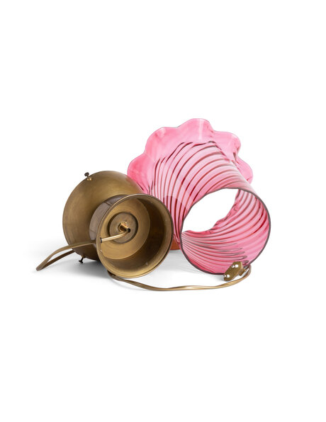 Pink glass table lamp, 1940s