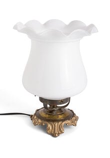 Klassieke Tafellamp met Witte Glazen Kelk, Jaren 40