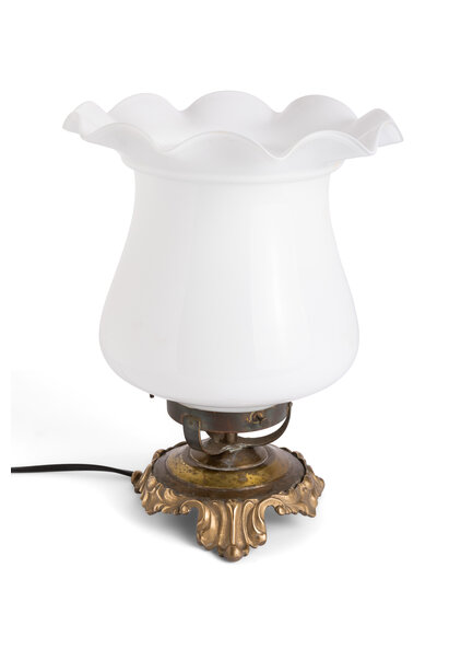 Classic Table Lamp with White Glass Cup, 1940s