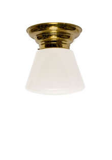 Large Ceiling Lamp, 1930s Design, White Glass