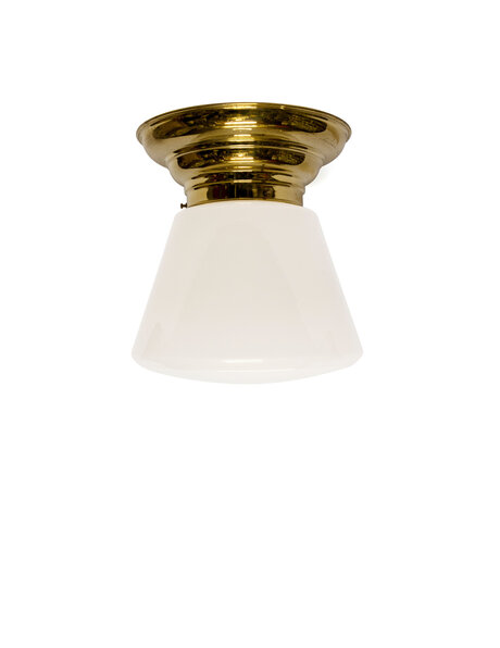 Large Ceiling lamp, 1930s, sleek model, whitish glass