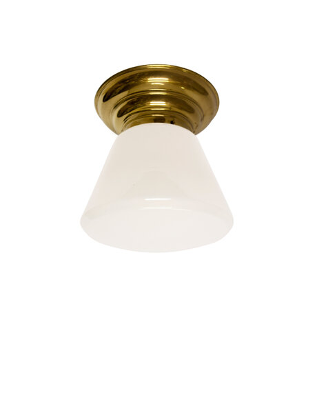 Large Ceiling lamp, 1930s, sleek model, whitish glass