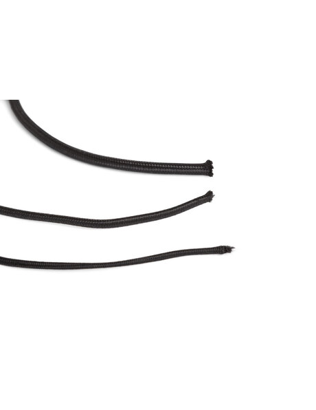 Heel dun zwart kleurig elektriciteitssnoer, stof omhuld