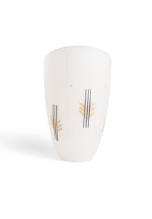 Slanted Lampshade, White Glass with Decoration, 1950s