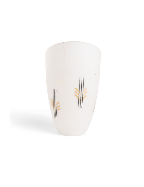 Vintage lampenkap, wit glas met decoratie