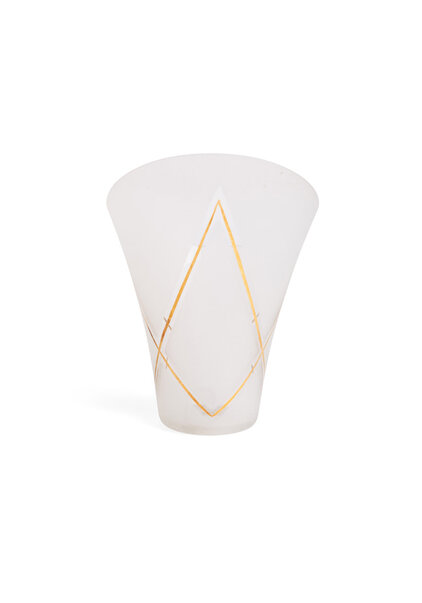 Glazen Lampenkap, Mat en Helder met Goud, Jaren 50