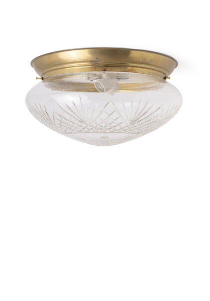 Brocante Plafonniere, Helder Geslepen Glas, Jaren 30