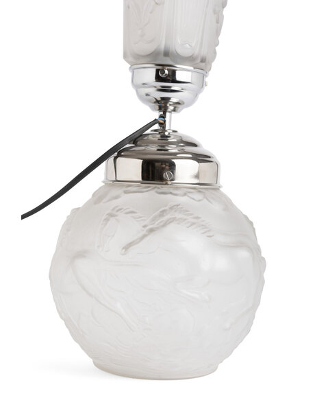 Art Deco table lamp, frosted glass with horses