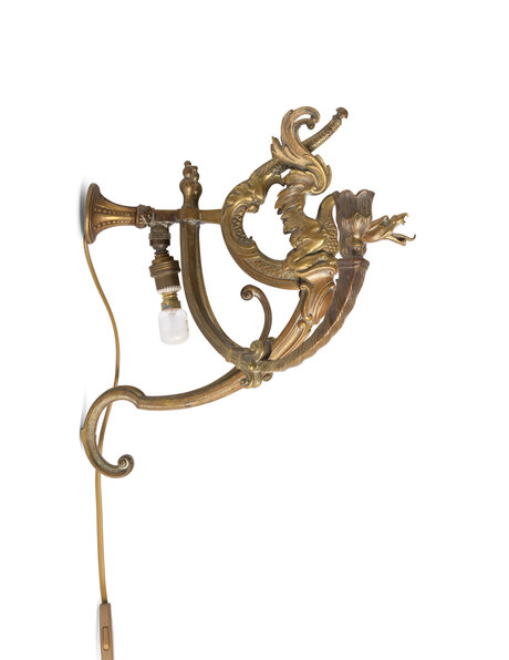 Brass wall lamp with dragon