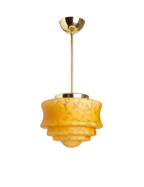 Yellow-brown cloudy glass, classic pendant lamp