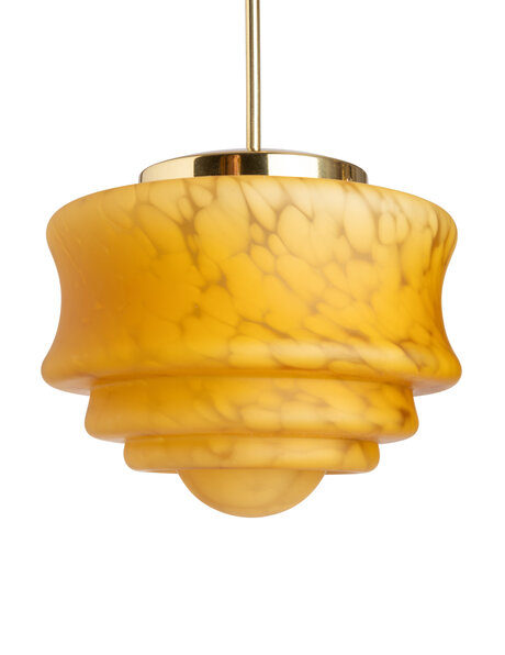 Yellow-brown cloudy glass, classic pendant lamp