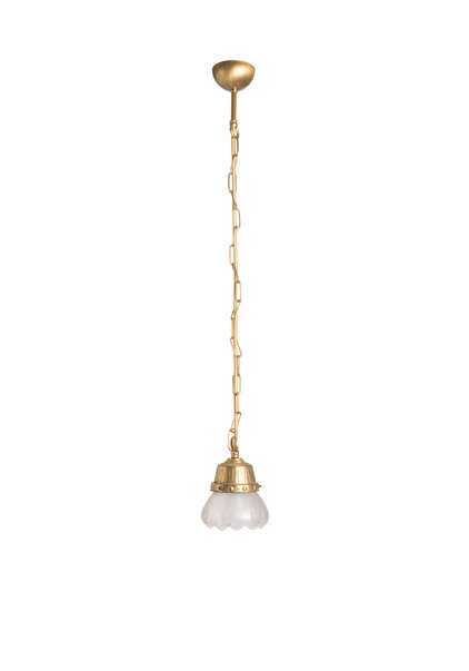 Small frosted glass pendant lamp on chain, 1930s
