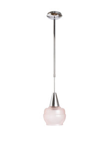 Old Pendant Lamp, Pink Glass, Chrome Sliding Pendant